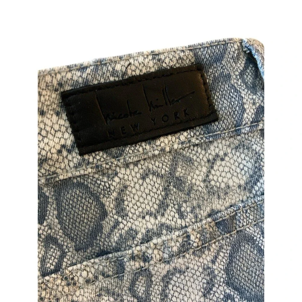 Nicole Miller‎ Soho High Rise Skinny Jeans Size 14 Snake Print Stretch Denim